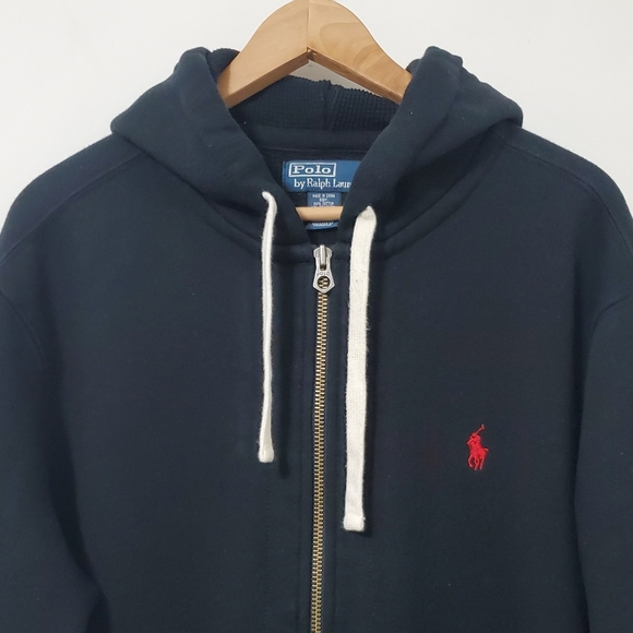 POLO Ralph Lauren Thick Full Zip Hoodie Jacket Black XXL - Picture 1 of 9